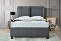 Flintshire Furniture Ltd Ashleigh PU Pillowback Ottoman Bed in Grey - Size: King - thumbnail 2