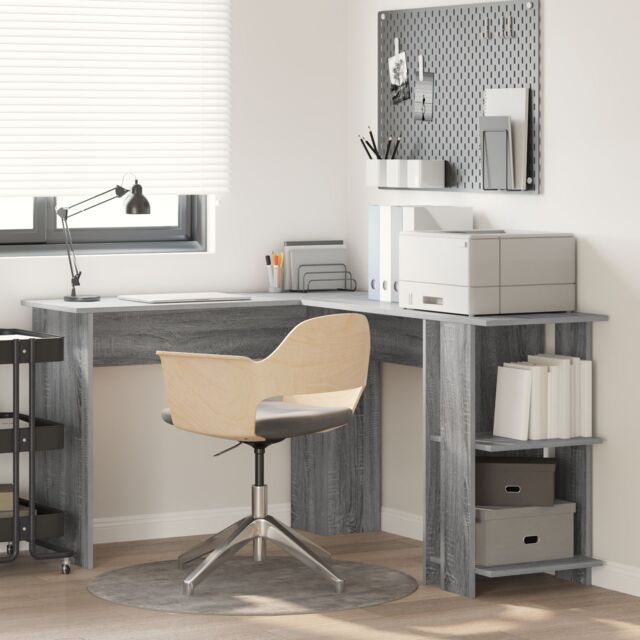 Berkfield Home Corner Desk with Storage Grey Sonoma 140x113, 5x75cm - Size: 5x75 cm - image 1