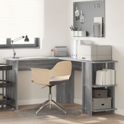 Berkfield Home Corner Desk with Storage Grey Sonoma 140x113, 5x75cm - Size: 5x75 cm