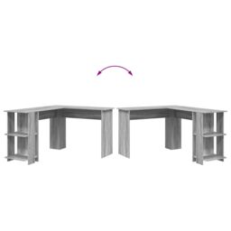 Berkfield Home Corner Desk with Storage Grey Sonoma 140x113, 5x75cm - Size: 5x75 cm - thumbnail 8