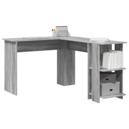 Berkfield Home Corner Desk with Storage Grey Sonoma 140x113, 5x75cm - Size: 5x75 cm - thumbnail 3
