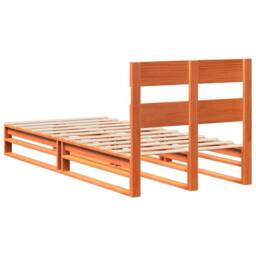 Berkfield Home Modern Bed Frame without Mattress Wax Brown 90x200 cm Solid Wood Pine - thumbnail 8