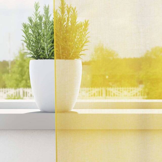 Berkfield Home Voile Curtains with Rod Pockets 2 pcs Yellow - image 1