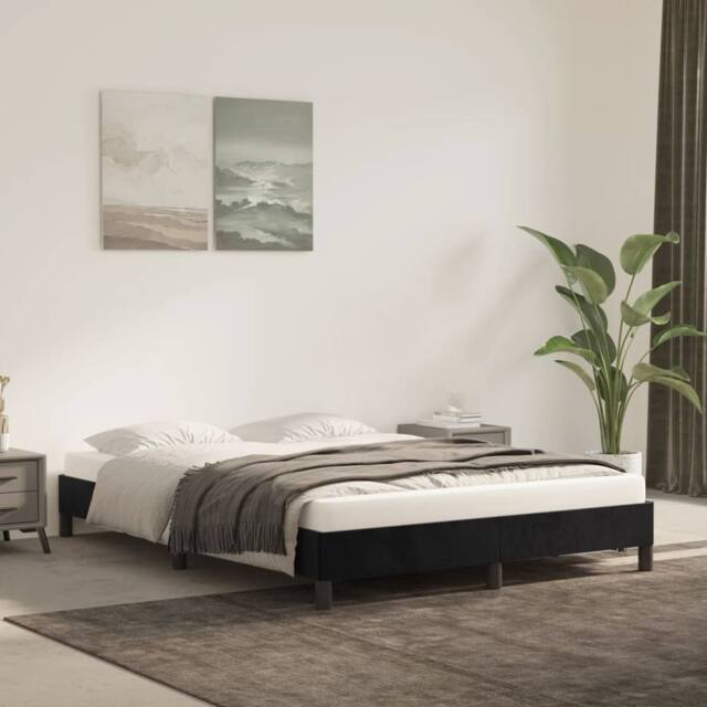 Berkfield Home Bed Frame Black 135x190 cm Double Velvet - image 1