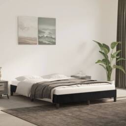 Berkfield Home Bed Frame Black 135x190 cm Double Velvet - thumbnail 1