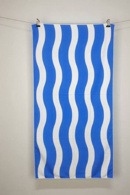 Dyzi Wavy Stripe Cotton Beach Towel Soft Absorbent Quick Dry 70x152cm in Blue - Size: 70x152 cm - image 1