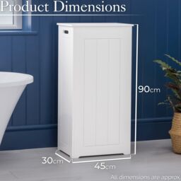 Christow White Laundry Box Wooden Bathroom Storage Basket Linen Clothes Cabinet - thumbnail 6