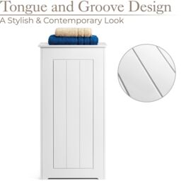 Christow White Laundry Box Wooden Bathroom Storage Basket Linen Clothes Cabinet - thumbnail 4