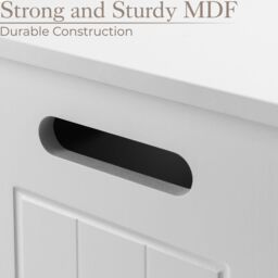 Christow White Laundry Box Wooden Bathroom Storage Basket Linen Clothes Cabinet - thumbnail 3