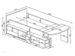 Vente-unique Combination Bed 90 X 200 Cm With Desk & Storage - White & Natural in Light Oak - Size: Single - thumbnail 9