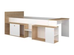 Vente-unique Combination Bed 90 X 200 Cm With Desk & Storage - White & Natural in Light Oak - Size: Single - thumbnail 7