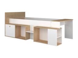 Vente-unique Combination Bed 90 X 200 Cm With Desk & Storage - White & Natural in Light Oak - Size: Single - thumbnail 6