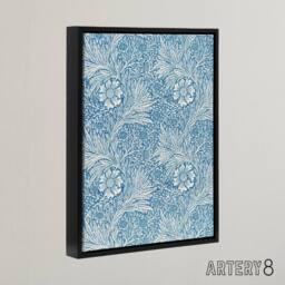 "Artery8 Marigold Flower Blue Pattern Framed Canvas Wall Art Print William Morris - Size: W12"" x H16""" - thumbnail 2