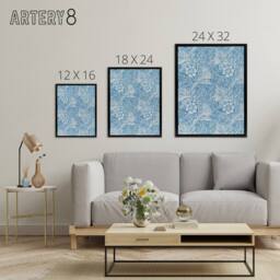 "Artery8 Marigold Flower Blue Pattern Framed Canvas Wall Art Print William Morris - Size: W12"" x H16""" - thumbnail 4