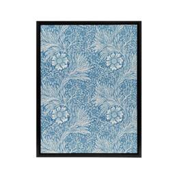 "Artery8 Marigold Flower Blue Pattern Framed Canvas Wall Art Print William Morris - Size: W12"" x H16""" - thumbnail 1