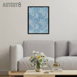 "Artery8 Marigold Flower Blue Pattern Framed Canvas Wall Art Print William Morris - Size: W12"" x H16""" - thumbnail 3