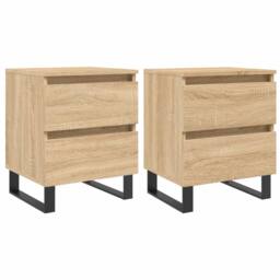 Berkfield Home Elegant Bedside Cabinets 2 pcs Sonoma Oak 40x35x50 cm Engineered Wood in Light Brown - Size: 40 x 35 x 50 cm - thumbnail 3
