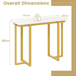 Costway Console Table Modern Faux Marble Entryway Table in White - thumbnail 2