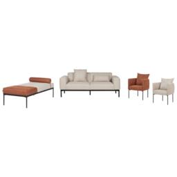 Wyld and Coco Armchair - Golden Brown Faux Linen Black Iron Legs - thumbnail 6