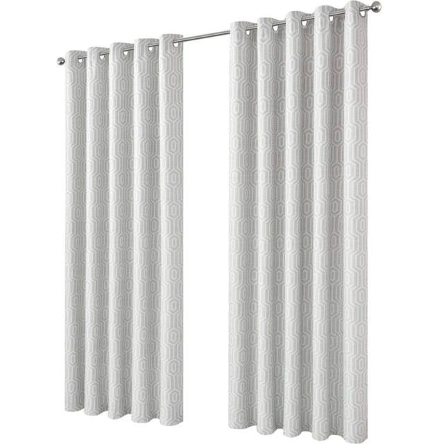 New Edge Blinds Paris Jacquard Eyelet Curtains in Natural - Size: 167 cm width x 183 cm drop - image 1
