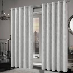 New Edge Blinds Paris Jacquard Eyelet Curtains in Natural - Size: 167 cm width x 183 cm drop - thumbnail 2