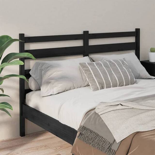 Berkfield Home Beautiful Bed Headboard Black 166x4x100 cm Solid Wood Pine - Size: 166 x 4 x 100 cm - image 1