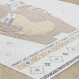 Livabliss Lilian - Kids Beige Brown Blue Orange Washable Rug for Children's Rooms - Size: 160 cm diameter - thumbnail 6
