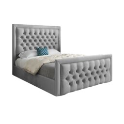 KDMD Rovigo Upholstered Soft Velvet Grey Bed Frame - Size: Small Single - thumbnail 5
