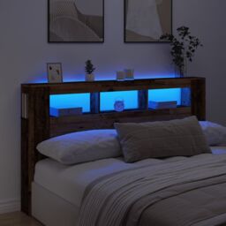 Berkfield Home LED Headboard Old Wood 180x18.5x103.5 cm Engineered Wood in Brown - thumbnail 1