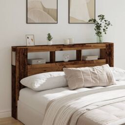 Berkfield Home LED Headboard Old Wood 180x18.5x103.5 cm Engineered Wood in Brown - thumbnail 4