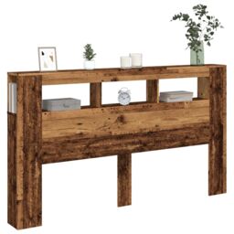 Berkfield Home LED Headboard Old Wood 180x18.5x103.5 cm Engineered Wood in Brown - thumbnail 5