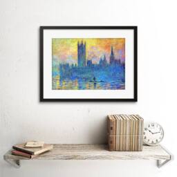 "Artery8 Monet London Parliament Winter Painting 12x16"" Framed Wall Art in Blue - Size: W12"" x H16""" - thumbnail 2