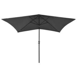Berkfield Home Parasol with LEDs & Steel Pole Anthracite 2x3 m in Black - thumbnail 1