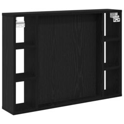 Berkfield Home LED Mirror Cabinet - Black Oak - 76x15x55 cm - Made of Engineered Wood - Size: 76 x 15 x 55 cm - thumbnail 5