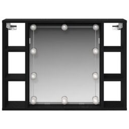 Berkfield Home LED Mirror Cabinet - Black Oak - 76x15x55 cm - Made of Engineered Wood - Size: 76 x 15 x 55 cm - thumbnail 6