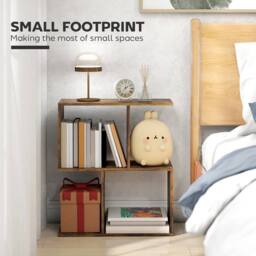 HOMCOM Side Table, Narrow End Table with Storage Shelves in Brown - thumbnail 4
