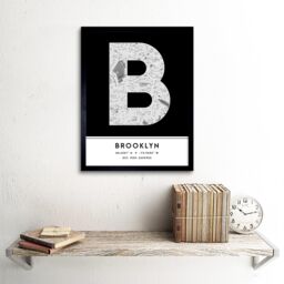"Wee Blue Coo Wall Art Print Brooklyn New York United States City Map Modern Typography Stylish Letter Framed Word in Black - Size: W12"" x H16""" - thumbnail 2