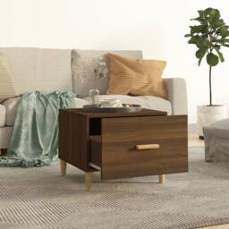 Berkfield Home Sturdy Coffee Table Brown Oak 50x50x40 cm Engineered Wood - Size: 50 x 50 x 40 cm - thumbnail 1