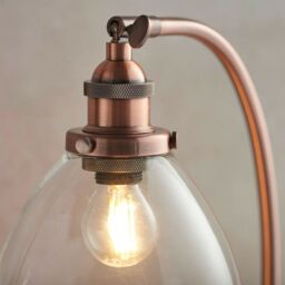 Loops Standing Floor & Table Lamp Set Aged Copper Glass Shade Retro Industrial Light - thumbnail 3