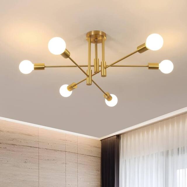 COMELY Sputnik Ceiling Lights, 6-Light Gold Adjustable Modern Ceiling Lights - image 1