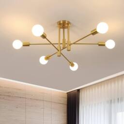 COMELY Sputnik Ceiling Lights, 6-Light Gold Adjustable Modern Ceiling Lights - thumbnail 1