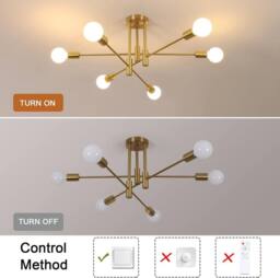 COMELY Sputnik Ceiling Lights, 6-Light Gold Adjustable Modern Ceiling Lights - thumbnail 8