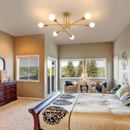 COMELY Sputnik Ceiling Lights, 6-Light Gold Adjustable Modern Ceiling Lights - thumbnail 2