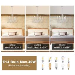 NIVOR 6 Lights Candle Chandelier French Country Retro Hanging Lights White - thumbnail 4