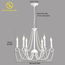 NIVOR 6 Lights Candle Chandelier French Country Retro Hanging Lights White - thumbnail 2