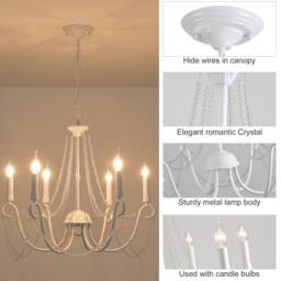 NIVOR 6 Lights Candle Chandelier French Country Retro Hanging Lights White - thumbnail 8