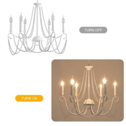 NIVOR 6 Lights Candle Chandelier French Country Retro Hanging Lights White - thumbnail 3