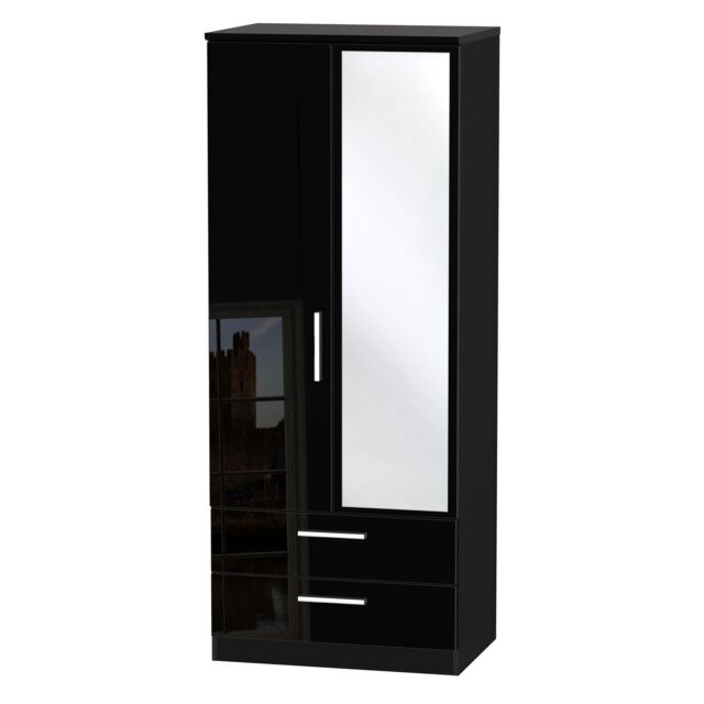 Ready Assembled 2 U Windsor 2 Door 2 Drawer Mirrored Wardrobe (Ready Assembled) in Black