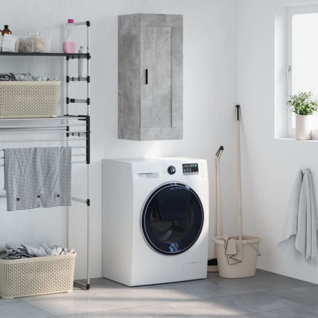 Berkfield Home Wall Mounted Cabinet Concrete Grey 34.5x34x90 cm Engineered Wood - image 1