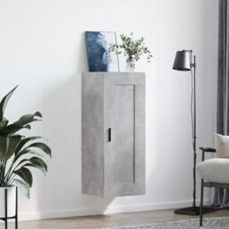 Berkfield Home Wall Mounted Cabinet Concrete Grey 34.5x34x90 cm Engineered Wood - thumbnail 3